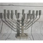 Modern Electric Hanukkah Menorah Silver Tone Metal Plug In Chanukiah 12 5 Inch
