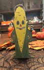 Halloween Folk Corn Goblin Man Hand Painted Antique Vtg Style Lantern Double Sid