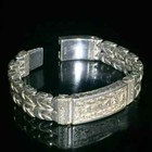 Asian Chinese Bangle Old Miao Silver Hand Cast Statue Bracelet Jewelry Gift