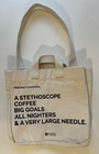Figs  a Very Large Needle  Tote Original Cotton Canvas Black Ink Lettering Rare