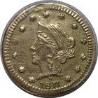 1871 H G25c California Fractional Gold Bg-859  r6  Au Details Mount Removed