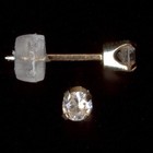 14k Solid Yellow Gold 3mm Round Clear Crystal Cz Solitaire Stud Earrings Ur