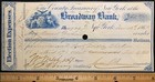 1863  civil War Era   broadway Bank  Election Expense Ny  Bank Check vignette   