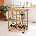 Rolling Kitchen Island Cart On Wheels With Baskets   2 Drawers   Storage Shelves