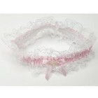 Satin Leg Garter Lace Ruffle Trim Mini Bow Faux Jewel Flower Accent Pink 3555