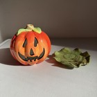 Vintage 2pc Ceramic Halloween Pumpkin Jack    o    Lantern Tea Light Candle Holder
