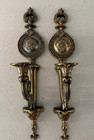 2 Vintage Heavy Cast Brass Swan Wall Candle Sconces French Empire Neoclassical
