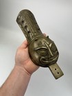 Antique 1925 Indian Brass Filigree Beast Tiger Pata Sword Handle Gauntlet Signed
