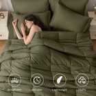 King Comforter Set 7-piece-ultra Soft Down Alternative Bed In A Bag Olive Green