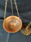 Vintage Brass Balance Scale With Amber Glass Base  Decorative Justice Scale  Mcm