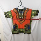 Dashiki Africa African Graphic Orange Green Shirt Mens One Size 28  Across 30  L