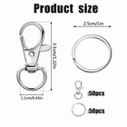100pcs Keychain Hooks With 50pcs Key Rings 50pcs Swivel Lobster Claw Clasps For
