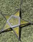 Vtg Moravian Star Hanging Light Lamp Lantern Candle Holder Metal Glass 10   