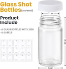 15-pack 2 Oz Glass Shot Bottles With Lids And Labels - Leakproof Travel Jars