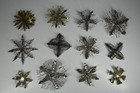 12 Vintage Aluminum Snowflake Christmas Tree Ornaments Ooak Handmade Mcm Metal