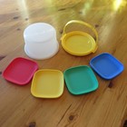 Tupperware Toys Mini Cake Carrier 4 Plates Tuppertoy Child s Play Set Vintage