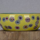 6 9  Chinese Qing Famille Rose Porcelain Yellow Ground Ball Flower Brush Washer