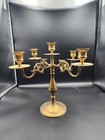 Vintage Solid Brass 4 Arm Pedestal 5 Taper Candle Candelabra Formal Centerpiece 