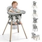 Baby High Chair  6-in-1 Portable Rocking Highchair Locking Wheels