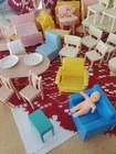 35 Pc Vintage Plastic Dollhouse Furniture  Miniatures 2 Doll Baby Lot