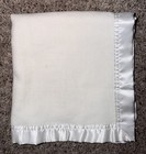 Elegant Baby White Satin Square Security Blanket Lovey 20x20 Plush Embroidered