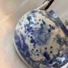 Antique Japanese Older Toile  Blue   White Porcelain Teapot Wicket Handle W Lid