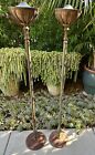 Vintage Pair Of Tall 60  Garden Cast Iron Metal Copper Torchiere Floor Oil Lamps