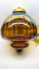 Vintage Large Iridescent Optic Dark Amber Glass Hanging Swag Lamp