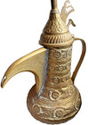 Antique Middle Eastern Brass Dallah Large Islamic Coffee Pot Etched Floral Xl