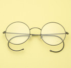Antique Eyeglass Frames Grey Wire Round Spectacles Vintage Large Glasses 44mm