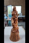 Freya Wooden Statue Norse Goddess With Cats Carved Wood Altar Pagan Figurine
