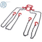 5 16     5  11000 Lbs Chain Sling 4 Legs G80 Lifting Chain With Grab Hooks Red