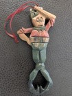 Vtg Hand Carved Hand Painted Folk Art Wooden Elf Ornament Man 5  Wood