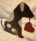 Vintage Handmade Rustic Primitive Metal Spotted Dog Folk Art Heart Puppy Country