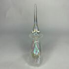 Iridescent Clear Art Glass Perfume Bottle Cologne Jar Vintage White Design 6 25 