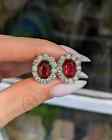 Oval Cut 6 48ct Natural Ruby Diamond Lovely Earring Stud 14k Solid White Gold