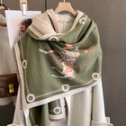 Thick Warm Winter Scarf Luxury Design Print Horse Women Cashmere Pashmina Shawl