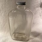 Vintage 1940 s Clear Glass Refrigerator Water Bottle With Metal Cap