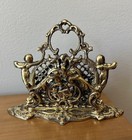 Vintage Brass Cherubs Filigree Letter Holder Heavy Duty  Victorian Antique Solid
