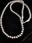 Native American Navajo Pearls 6mm Sterling Silver Bead Necklace 16 -32  10034