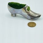 Vintage Antique Sterling Silver Shoe Pin Cushion Cottage Core Original Velvet 