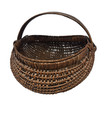 Antique Appalachian Splint Oak Buttocks Melon Gathering Egg Basket Rich Patina