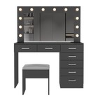 Vanity Desk Set 12 Led Lights Mirror Makeup Desk 7 Drawers W  Poewer Outlet