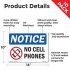 No Cell Phones Osha Notice Sign Metal  Plastic  Or Decal - 5 Or 10 Pack