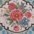 Daher Metal Tray Decorative Floral Pink Green Oval 1971 England 20 x15  Vtg  2