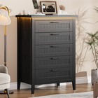 5 Drawer Dresser Led Tall Chest Of Drawers Wood Bedroom Storage Cabinet