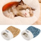 Warm Cat Bed Winter Round Plush Fluffy Hooded Cat Bed Cave Soothing Pet Beds