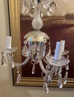 Vintage Crystal And Brass Chandelier -4 Glass Arm Lights     Beautiful 