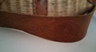 Antique Tight Weave Slant Back Wicker Fishing Creel With Leather Strap