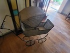 Antique Victorian Baby Doll Stroller Vintage Wicker Wood Iron Carriage 10   